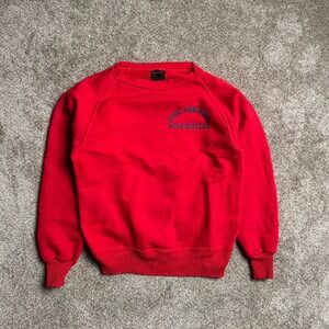 RED VINTAGE 60s STANFIELD PEP SHIRT "HIGH HORIZONS" RAGLAN SWEATSHIRT